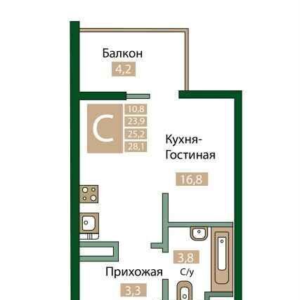 квартира р-н Симферопольский пгт Молодежное ул Парковая 5 корп. 2, Мирное фото 1