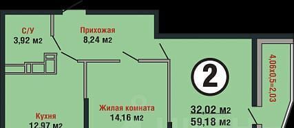 квартира г Краснодар р-н Прикубанский ул Душистая 60к/2 фото 2