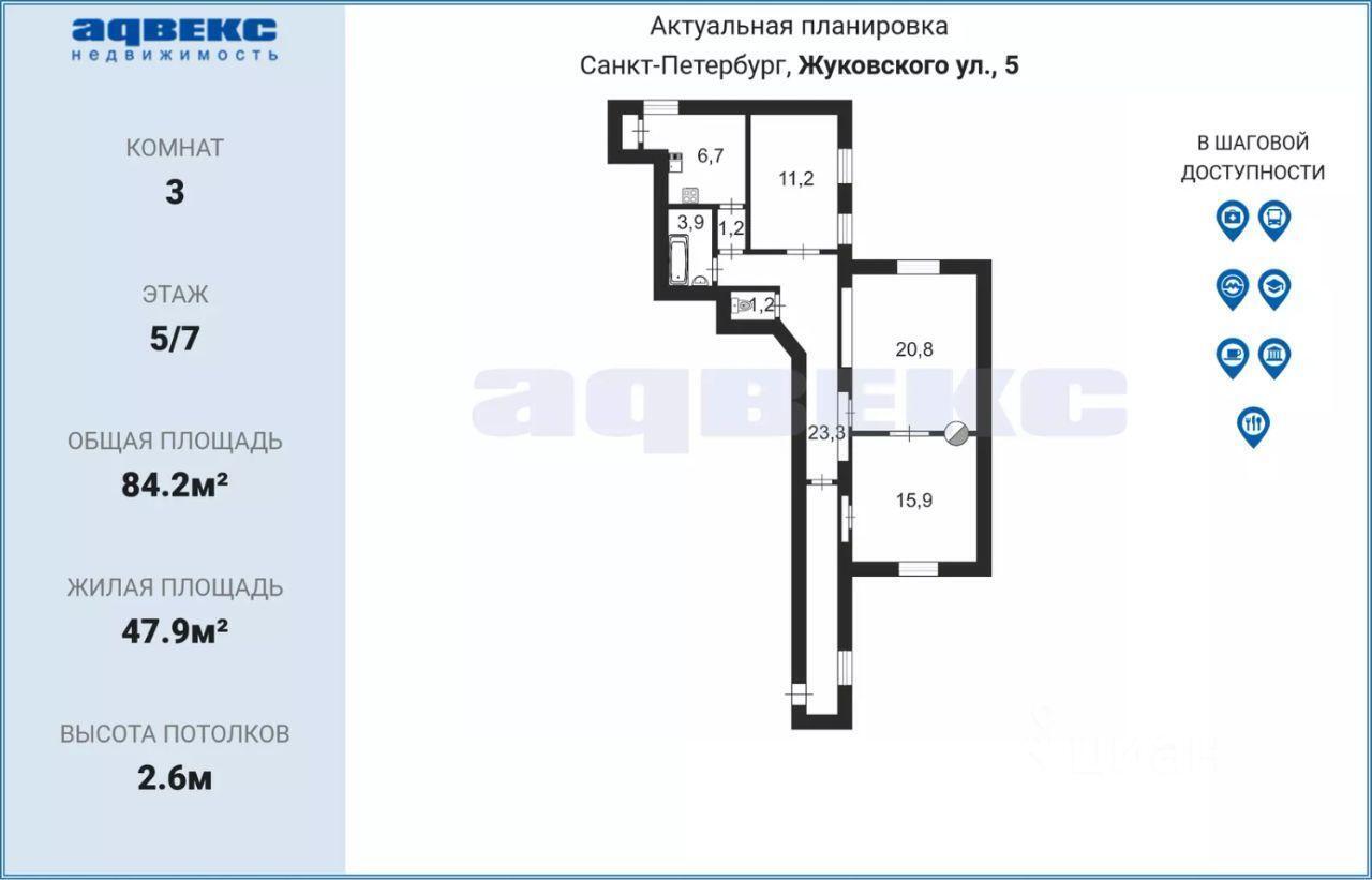 квартира г Санкт-Петербург п Шушары Центральный район ул Жуковского 5 Литейный округ, Ленинградская область фото 1