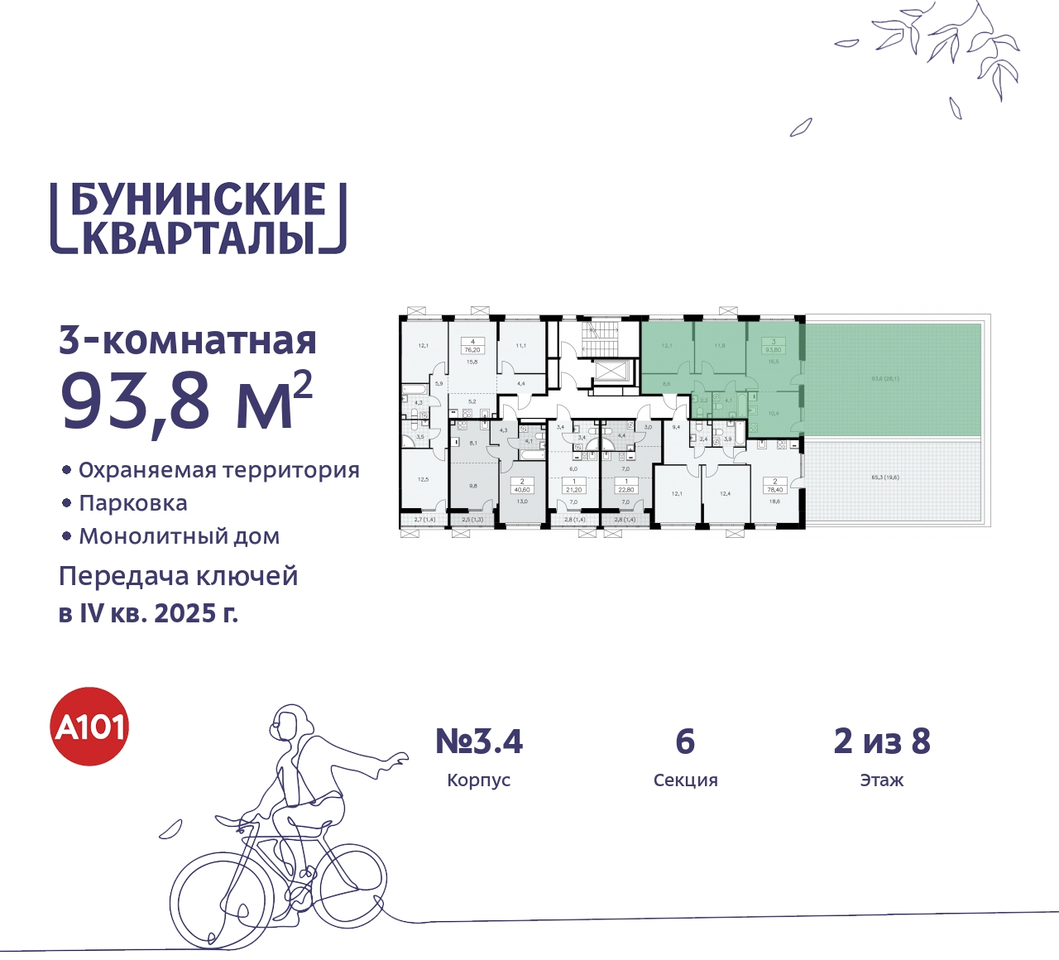 квартира г Москва п Сосенское пр-кт Куприна 2 ЖК Бунинские Кварталы метро Улица Горчакова метро Коммунарка Сосенское, Ольховая, Бунинская аллея фото 2