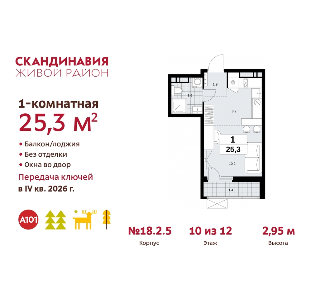 квартира г Москва п Сосенское жилой район «Скандинавия» Сосенское, жилой комплекс Скандинавия, 18. 2.5, Бутово фото 1