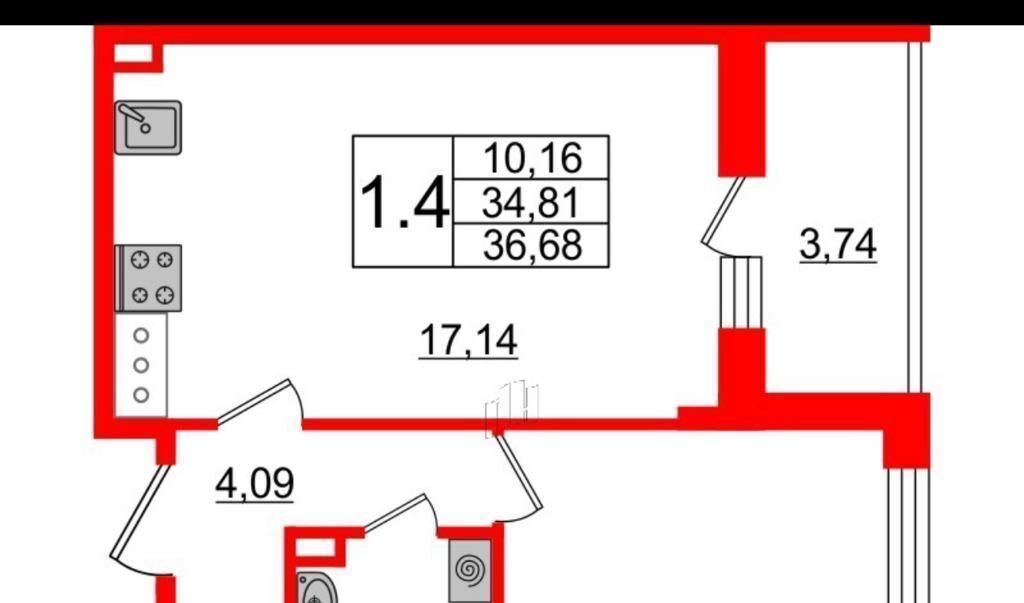 квартира г Санкт-Петербург метро Ленинский Проспект пр-кт Будённого 19к/2 фото 9