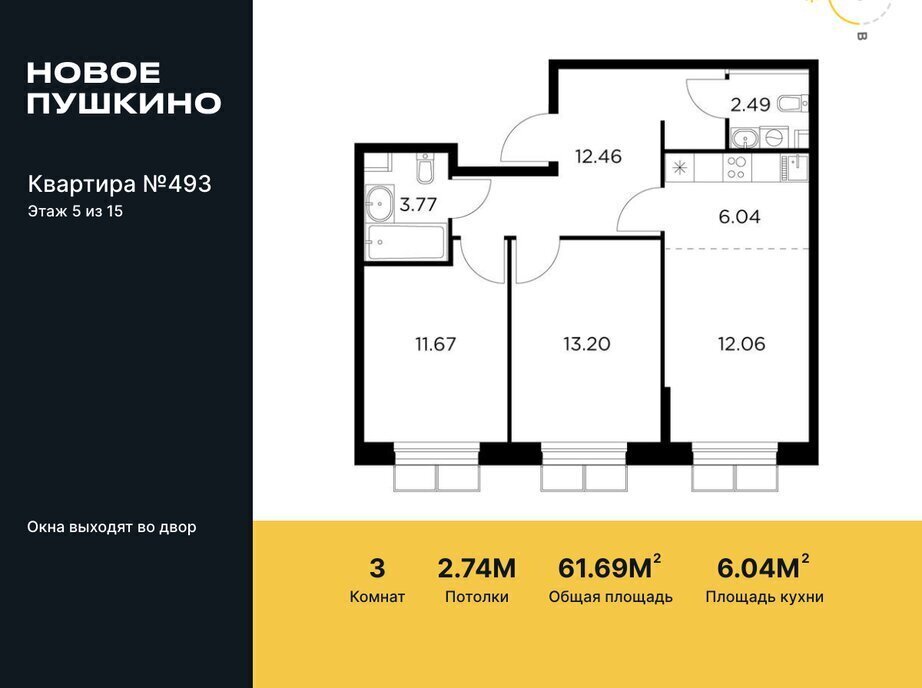 квартира г Пушкино микрорайон Новое, к 20, Медведково фото 1