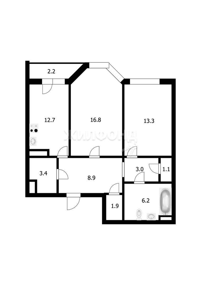 квартира г Новосибирск мкр Горский Студенческая, д. 8а фото 13