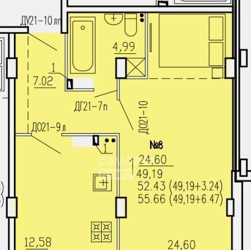 квартира г Курск р-н Железнодорожный ул Агрегатная 2-я 57а фото 2