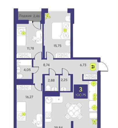 квартира г Тюмень р-н Центральный ул разведчика Кузнецова 10 ЖК «‎Окинава» Центральный административный округ фото 8