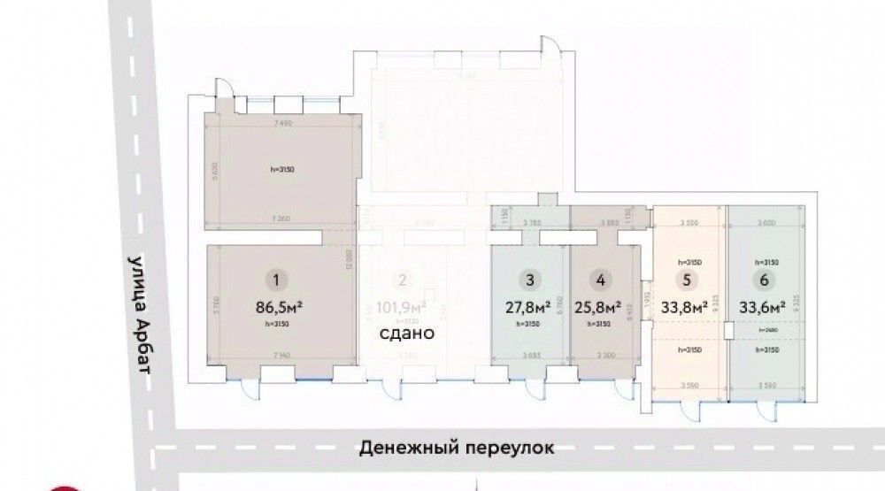 торговое помещение г Москва метро Смоленская пер Денежный 30 муниципальный округ Арбат фото 3