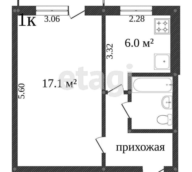 квартира г Златоуст 3-й микрорайон проспекта имени Ю. А. Гагарина, 28 фото 11