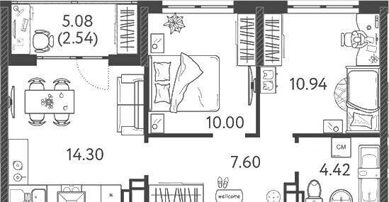 квартира г Краснодар р-н Прикубанский ул им. Кудухова Б.С. 1 ЖК «Друзья» фото 2