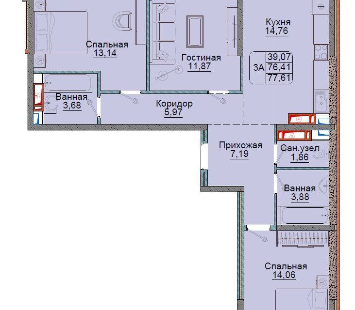 квартира г Краснодар р-н Прикубанский проезд им. Репина 3 Краснодар городской округ фото 1