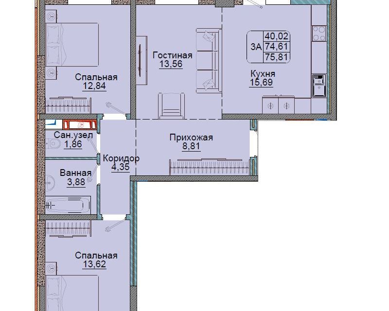 квартира г Краснодар р-н Прикубанский проезд им. Репина 3 Краснодар городской округ фото 1