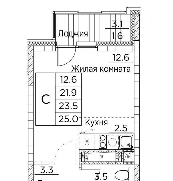 квартира г Владивосток р-н Ленинский ул Расула Гамзатова 7к/2 фото 1