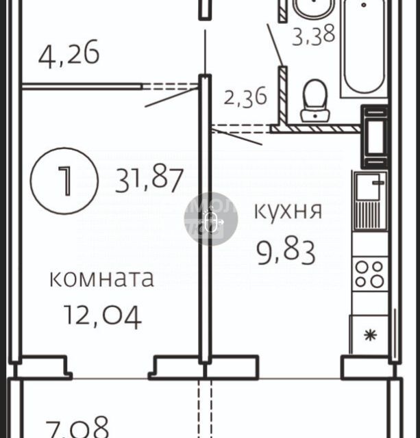 квартира г Челябинск р-н Курчатовский Парковый Челябинский городской округ, Маршала Чуйкова, 32 фото 8