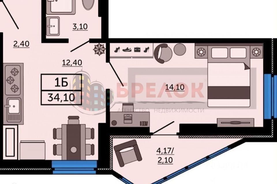 квартира г Ростов-на-Дону р-н Ворошиловский пр-кт Космонавтов 1в/1 Ростов-на-Дону городской округ фото 2