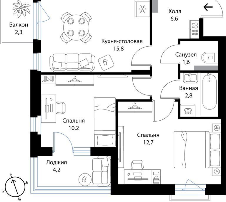 квартира р-н Ломоносовский д Ольгино Низинское сельское поселение, жилой комплекс Экография фото 1