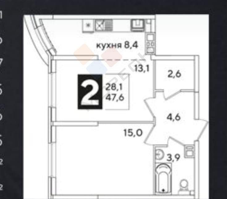 квартира г Краснодар р-н Прикубанский ул им. Ивана Беличенко 92к/2 фото 6