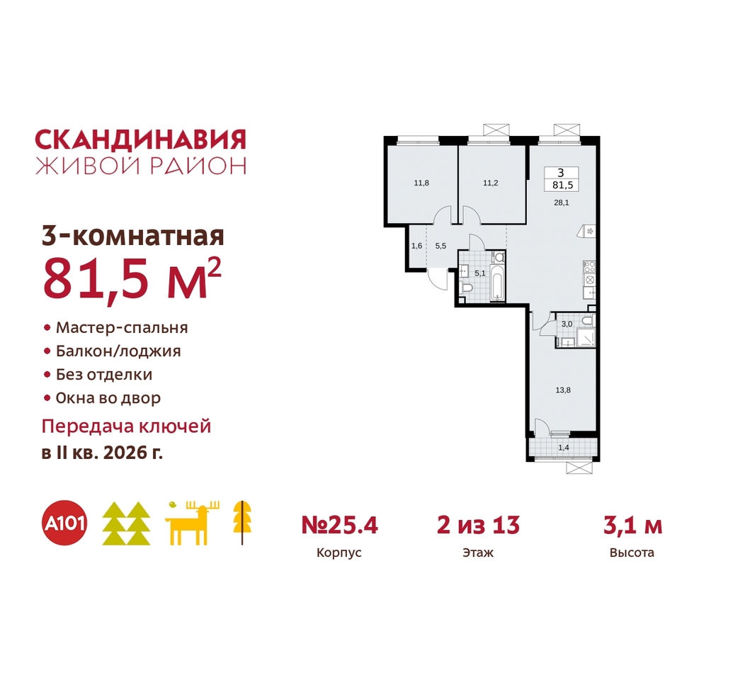 квартира г Москва п Сосенское б-р Скандинавский 25/4 жилой район «Скандинавия» Сосенское, Бутово фото 1