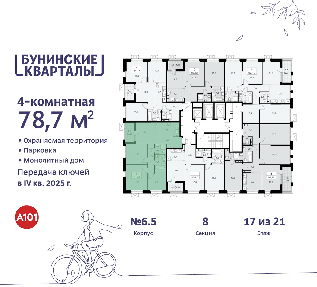 квартира г Москва п Сосенское пр-кт Куприна 2 ЖК Бунинские Кварталы метро Улица Горчакова метро Коммунарка Сосенское, Ольховая, Бунинская аллея фото 2