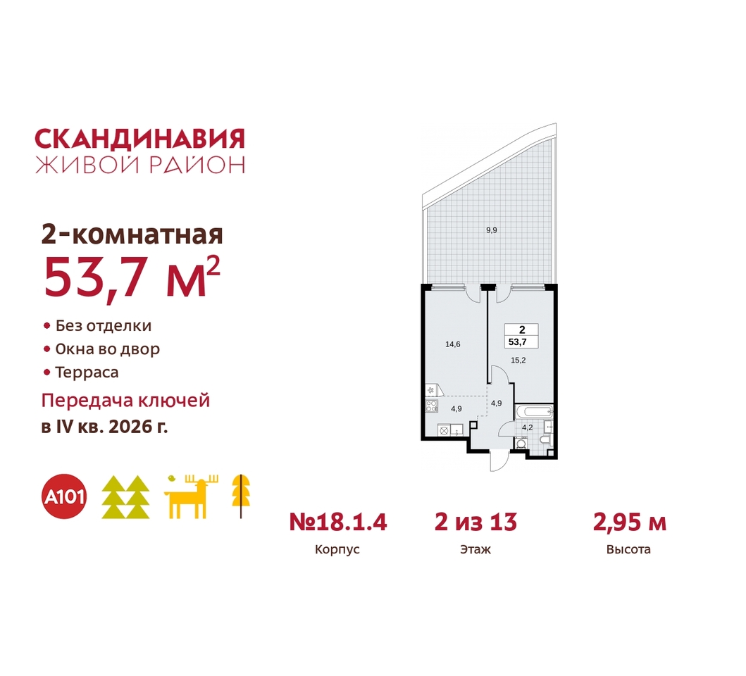 квартира г Москва п Сосенское жилой район «Скандинавия» Сосенское, жилой комплекс Скандинавия, 18. 1.4, Бутово фото 1