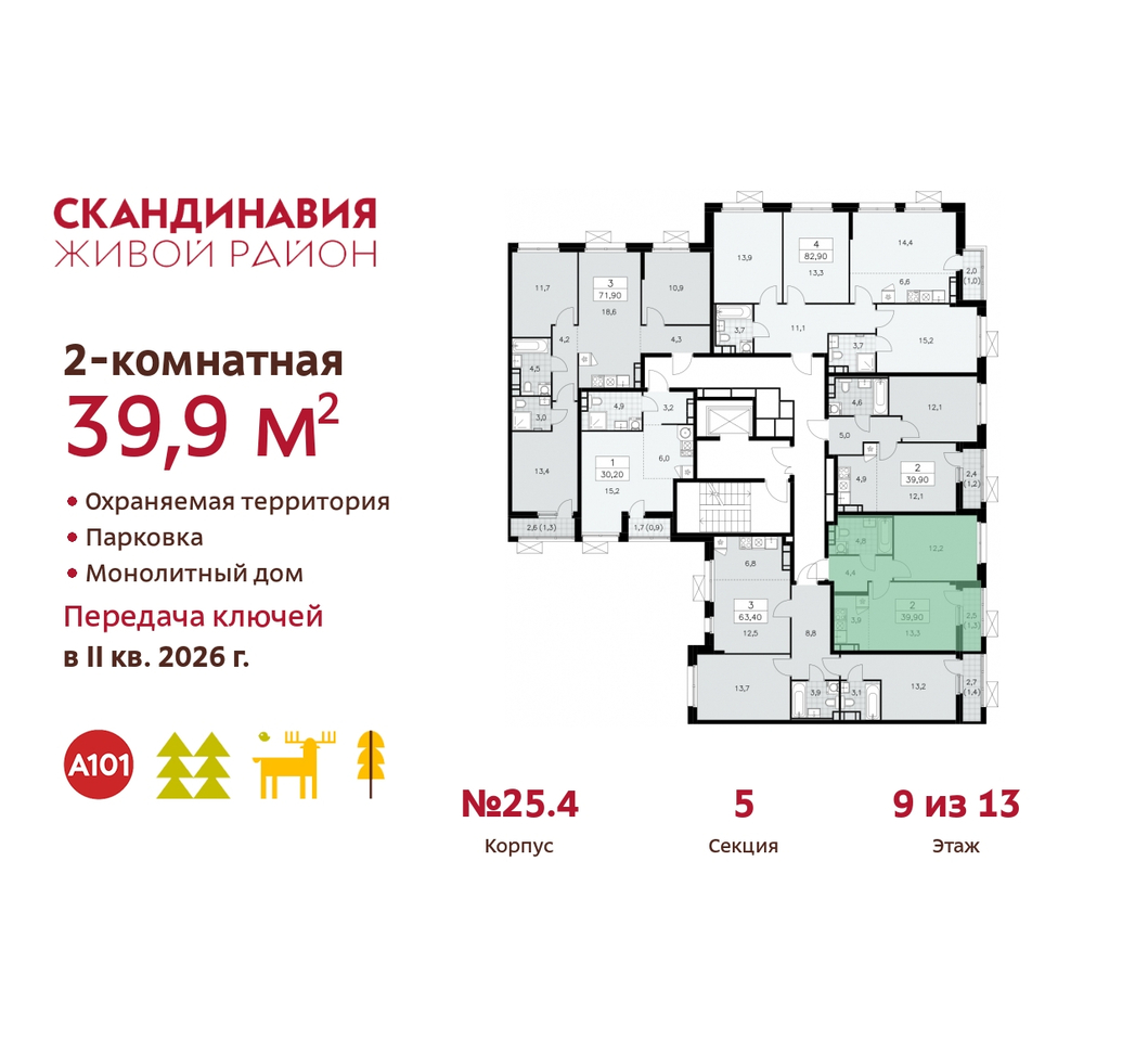 квартира г Москва п Сосенское б-р Скандинавский 25/4 жилой район «Скандинавия» Сосенское, Бутово фото 2