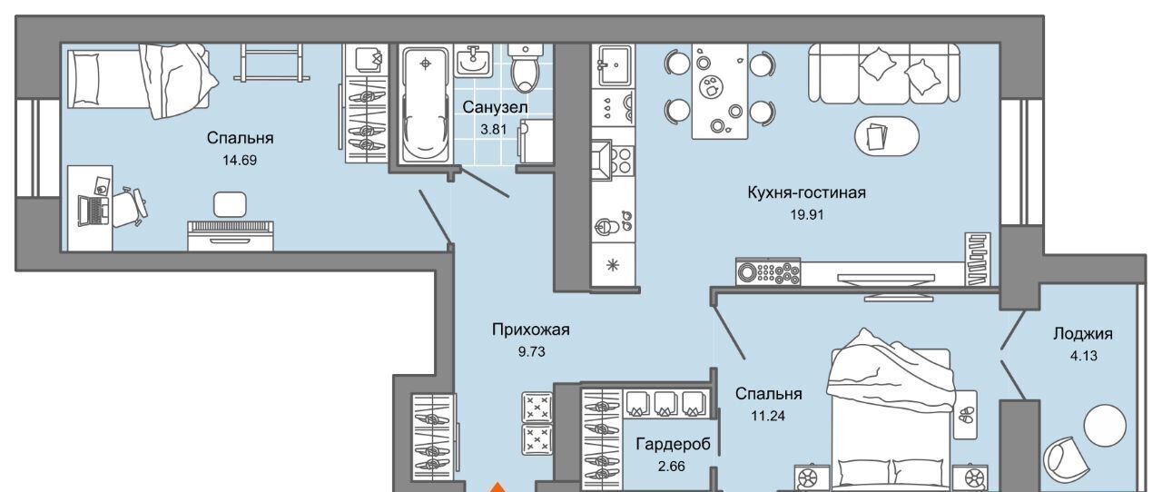 квартира г Ульяновск р-н Заволжский Новый Город ЖК Центрополис 5 Центральный кв-л фото 1