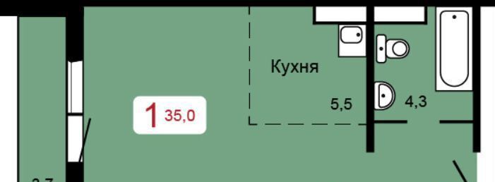 квартира г Красноярск р-н Свердловский мкр-н Пашенный, жилой квартал Домино, 1 фото 1