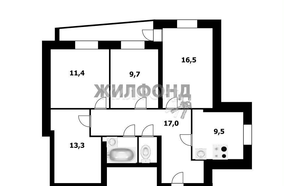 квартира г Новосибирск р-н Советский ул Русская 11 мкр-н Шлюз фото 11