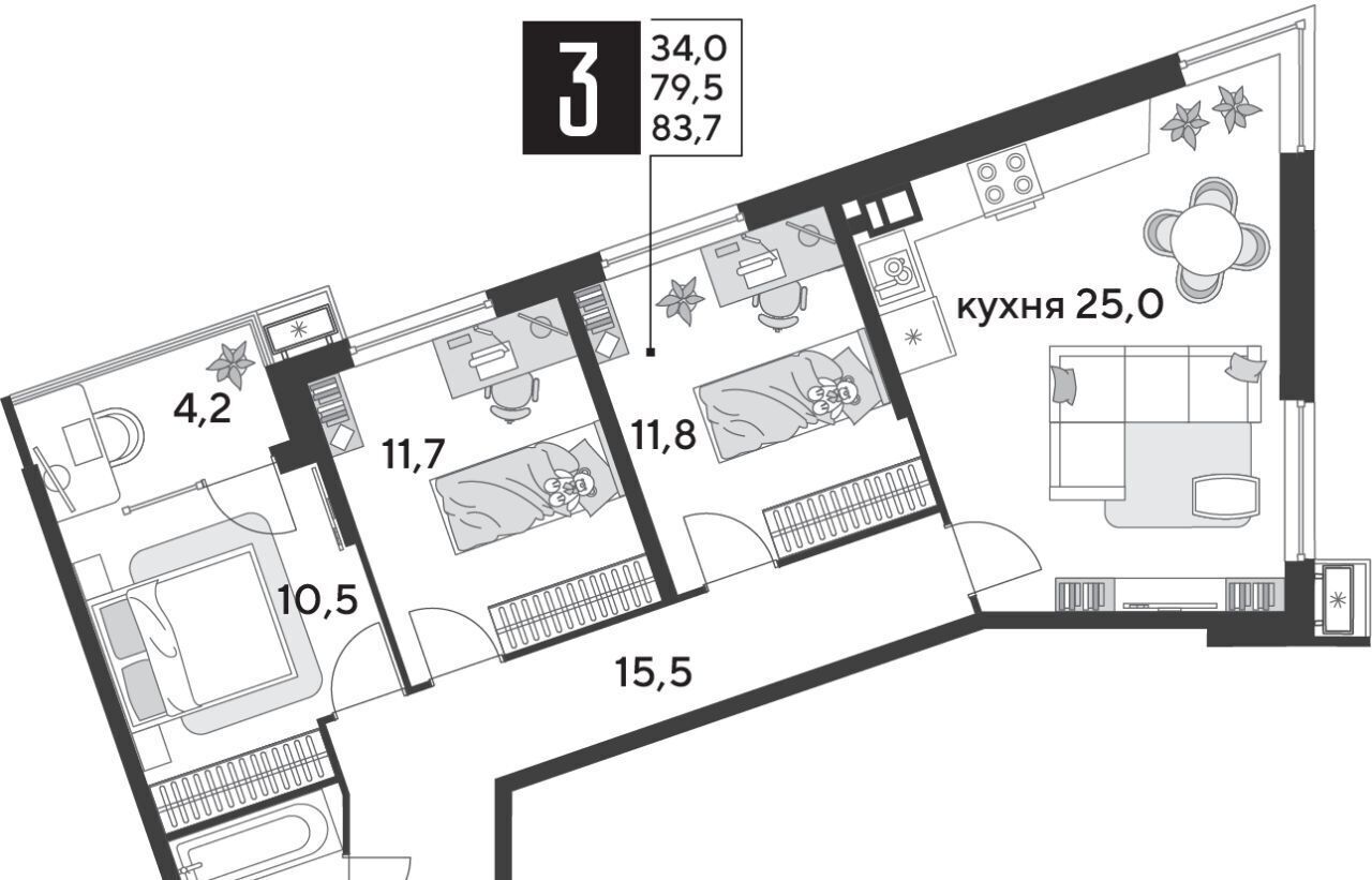 квартира г Краснодар р-н Прикубанский ЖК «Парк Победы» фото 1