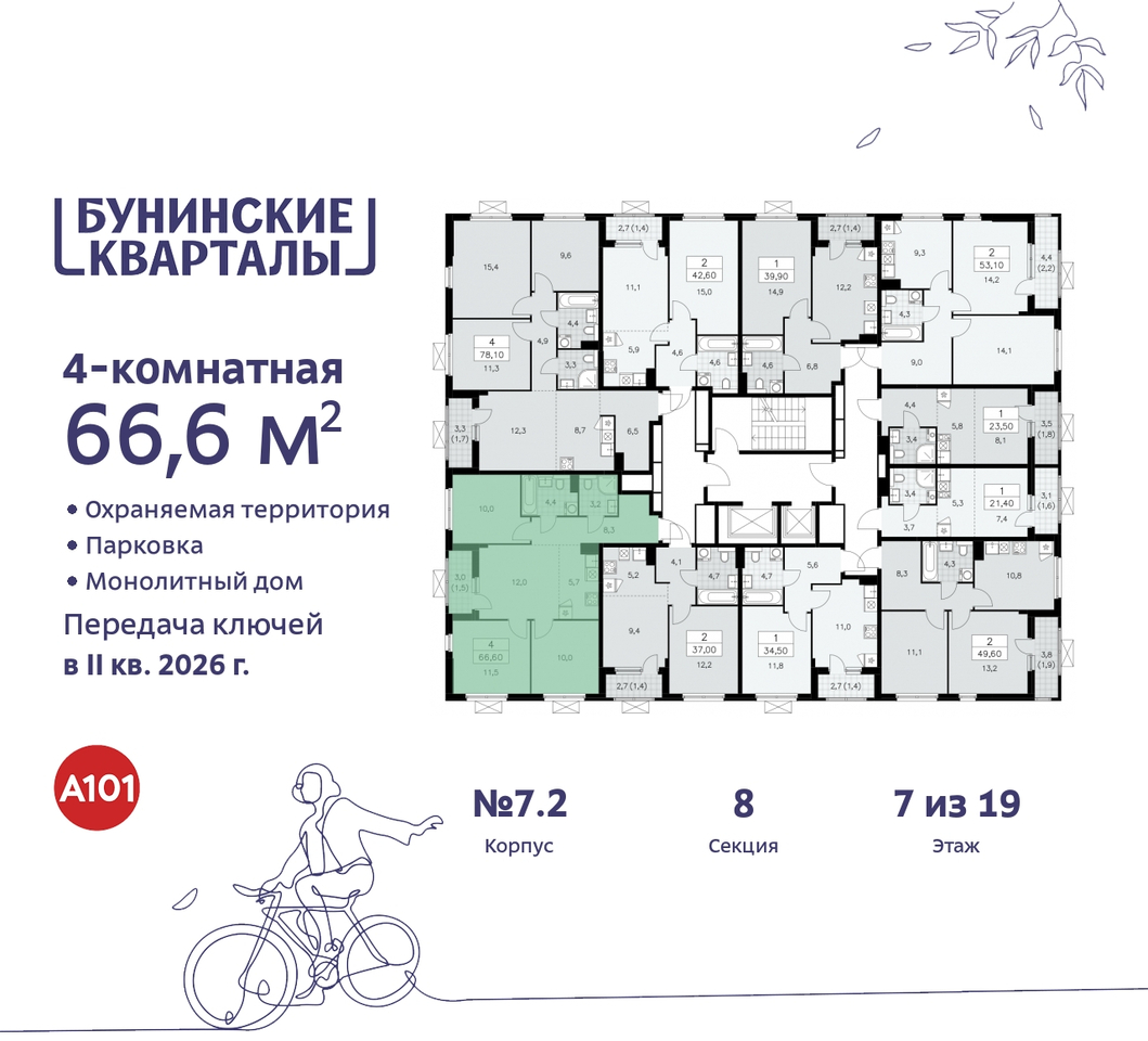 квартира г Москва п Сосенское пр-кт Куприна 2 ЖК Бунинские Кварталы метро Улица Горчакова метро Коммунарка Сосенское, Ольховая, Бунинская аллея фото 2