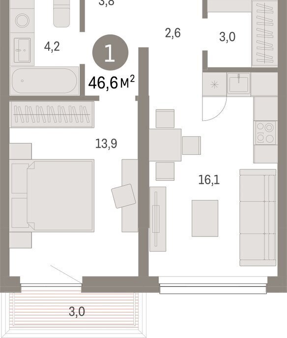 квартира г Тюмень ул Мысовская 26к/1 фото 2