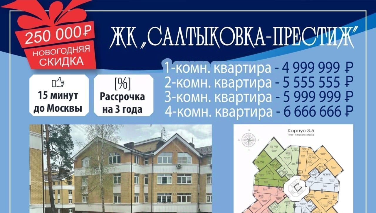 квартира г Балашиха мкр Салтыковка ул Черняховского 26а ЖК «Салтыковка-Престиж» фото 3