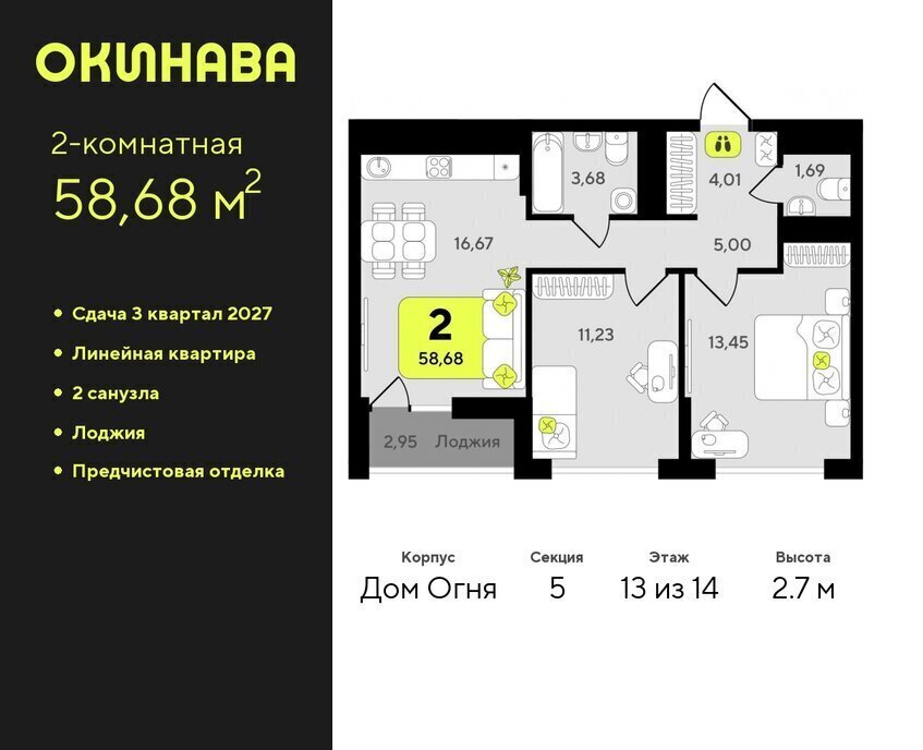 квартира г Тюмень ЖК «‎Окинава» Центральный административный округ фото 1