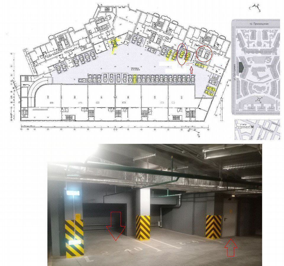 машиноместо г Санкт-Петербург метро Проспект Просвещения ул Кустодиева 7к/1 округ № 15 фото 1