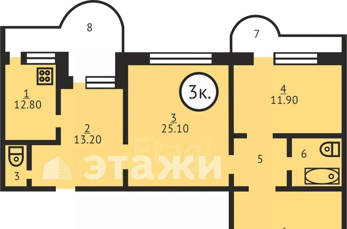 квартира г Владивосток р-н Фрунзенский ул Станюковича 3 фото 38