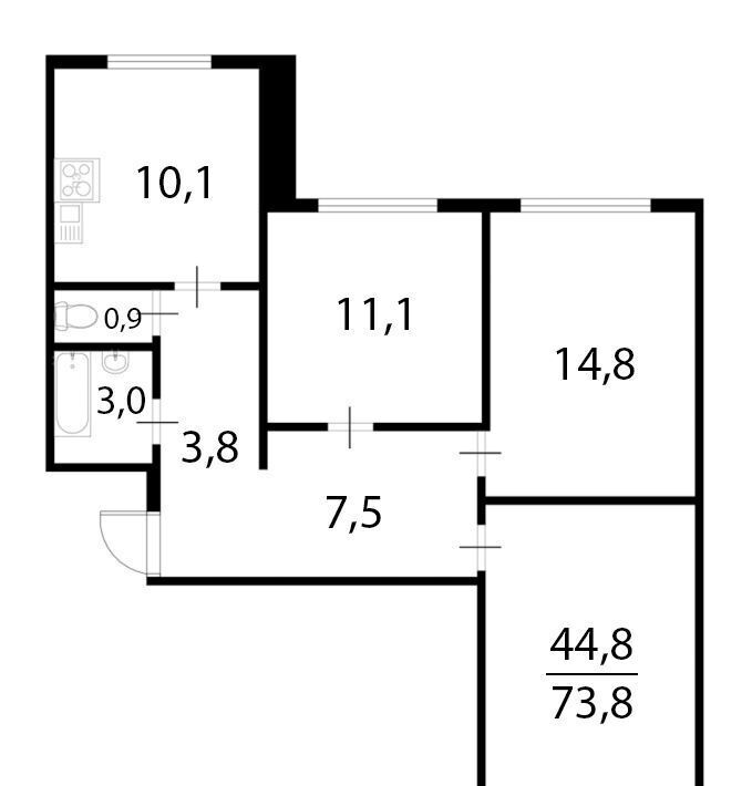 квартира г Москва метро Москворечье ш Каширское 53к/5 фото 2