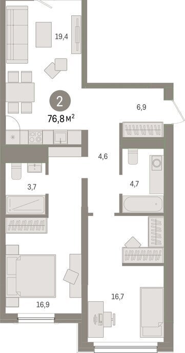 квартира г Тюмень ул Мысовская 26к/1 фото 2