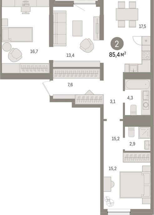 квартира г Тюмень ул Мысовская 26к/1 фото 2