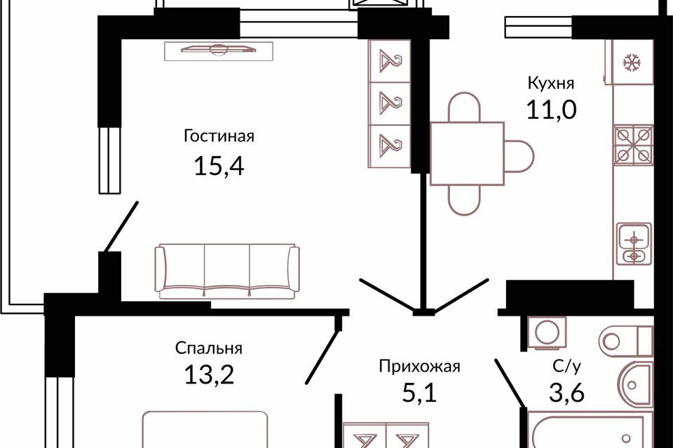 квартира г Краснодар р-н Прикубанский Краснодар городской округ, Жилой комплекс Отражение фото 1