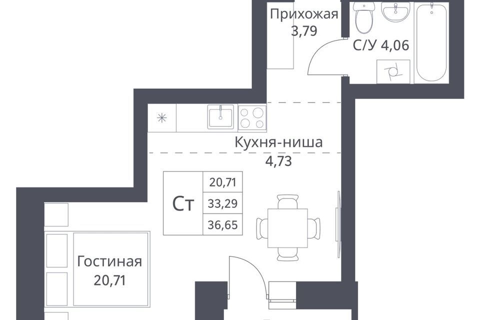 квартира г Новосибирск р-н Калининский ул Фадеева 1 Новосибирск городской округ фото 1