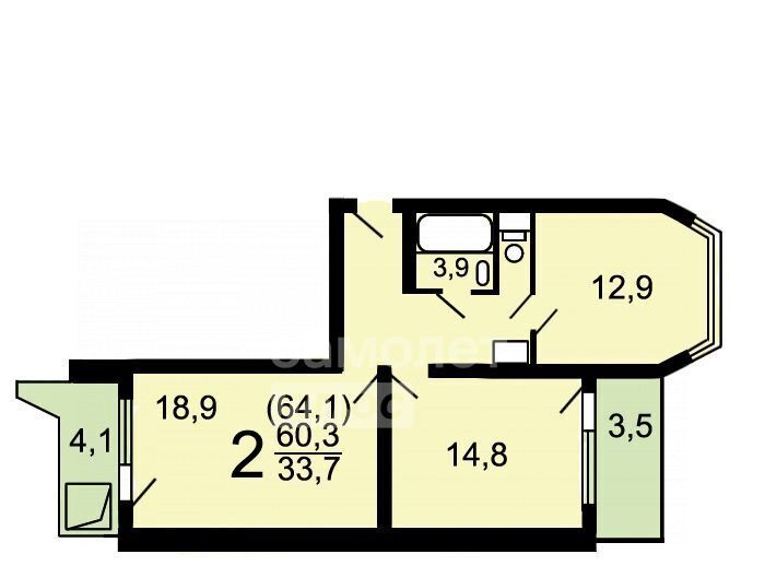 квартира г Москва метро Рассказовка Московский г., ул. Москвитина, 3к 1 фото 13