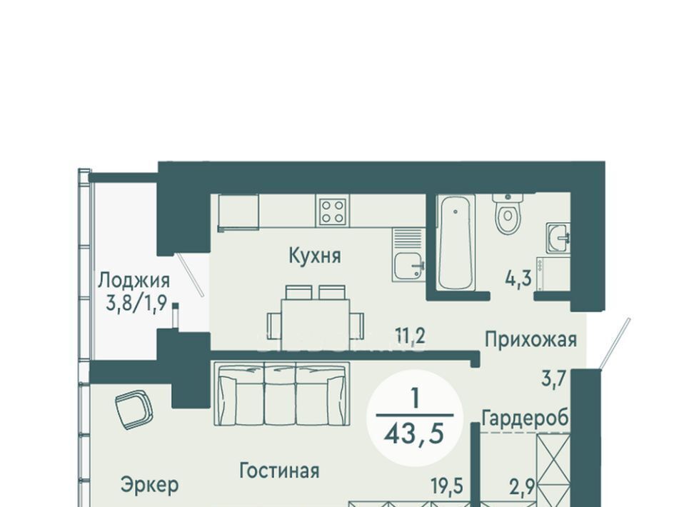 квартира г Красноярск р-н Советский ул Авиаторов 34 фото 18