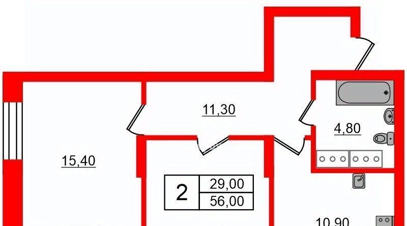 квартира г Санкт-Петербург метро Ленинский Проспект пр-кт Героев 35 округ Южно-Приморский фото 2