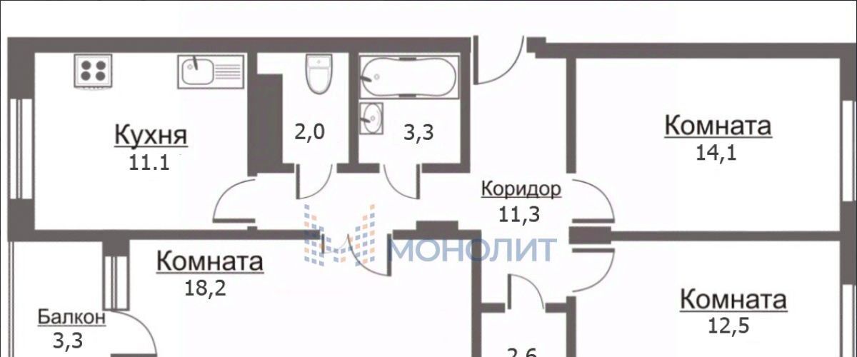 квартира г Нижний Новгород Горьковская ул Родионова 191к/1 фото 25