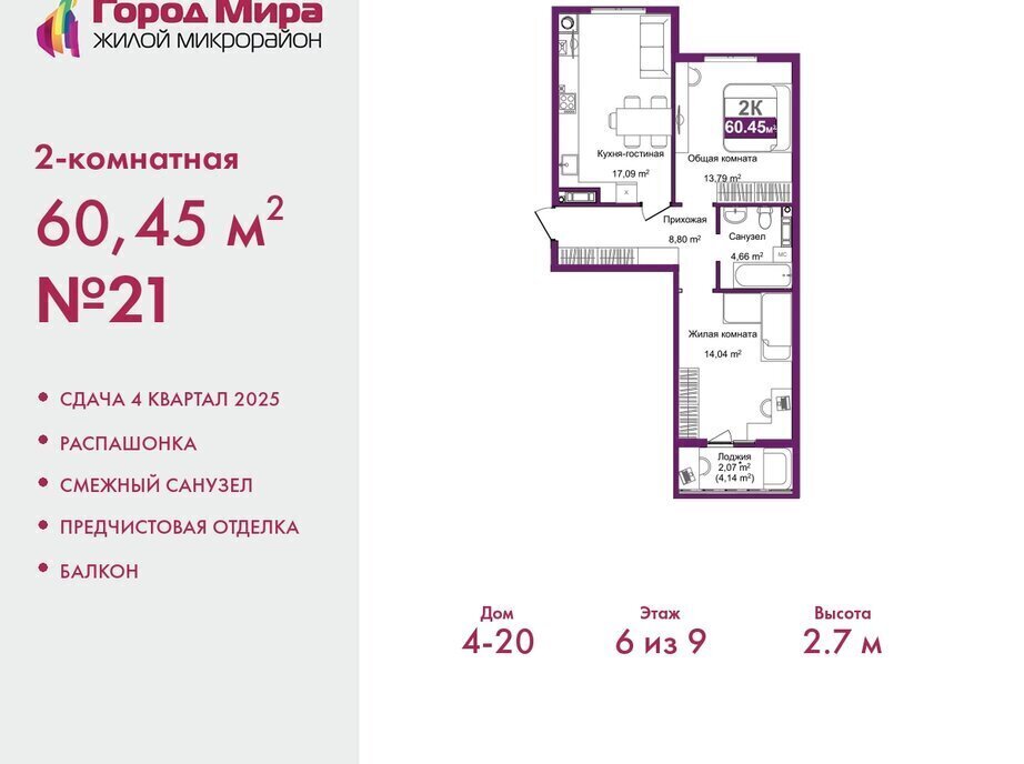 квартира г Симферополь р-н Центральный микрорайон «Город Мира» жилой комплекс Город Мира фото 1