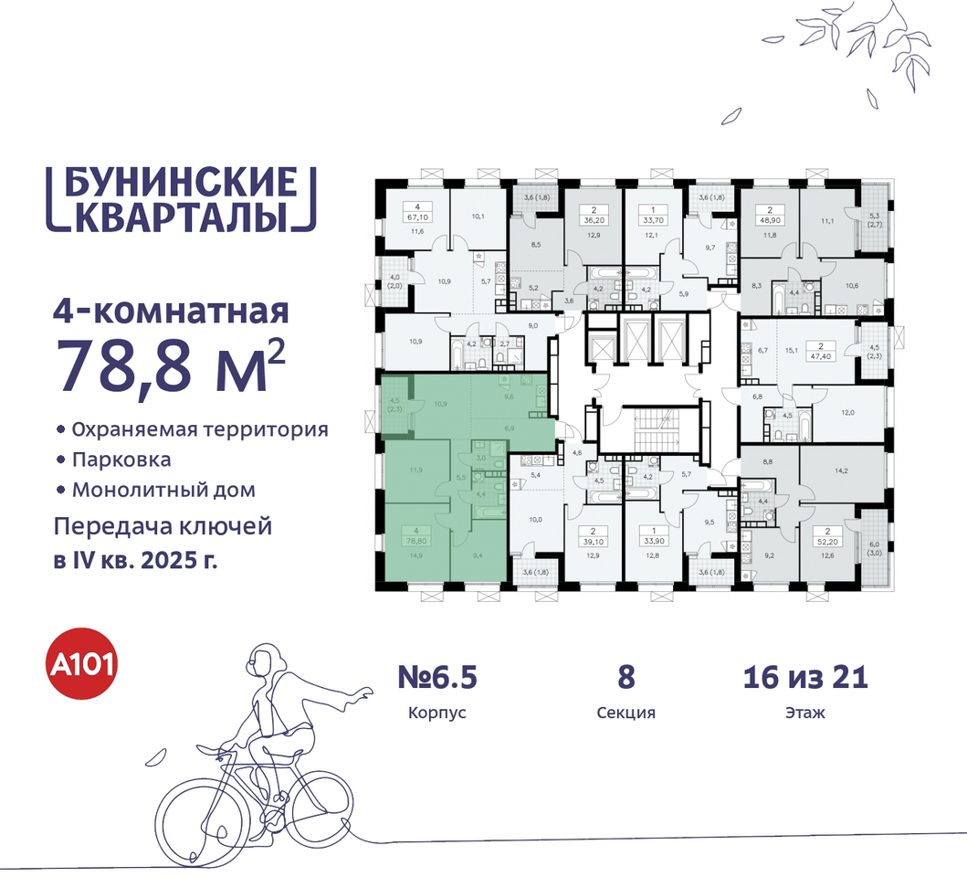 квартира г Москва п Сосенское пр-кт Куприна 2 ЖК Бунинские Кварталы метро Улица Горчакова метро Коммунарка Сосенское, Ольховая, Бунинская аллея фото 2