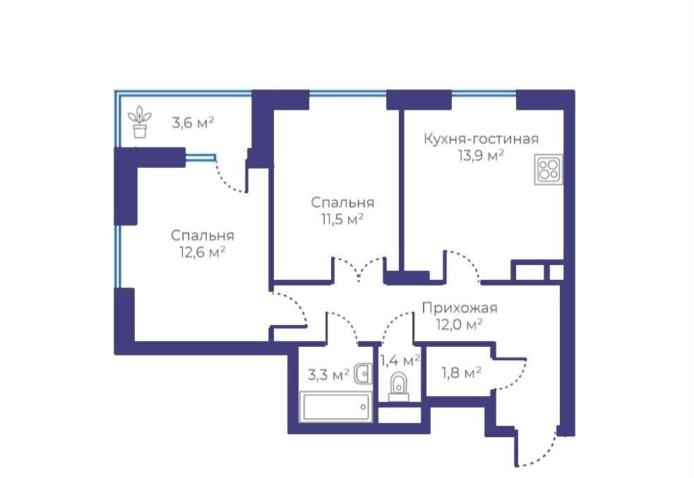 квартира г Тюмень р-н Калининский ул Интернациональная 197б фото 2