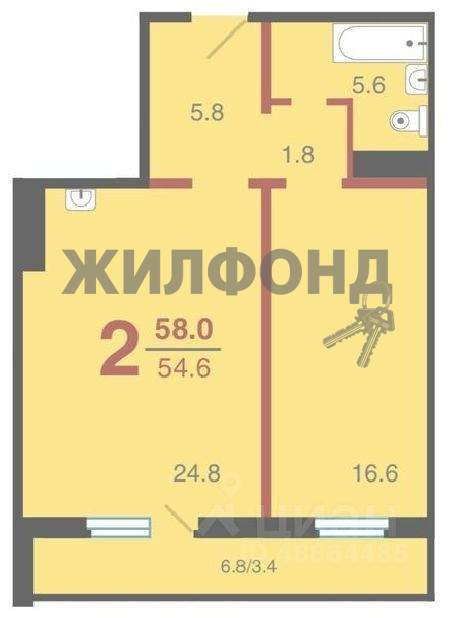 квартира г Красноярск р-н Кировский ул Кутузова д. зд 1 стр 6 фото 1