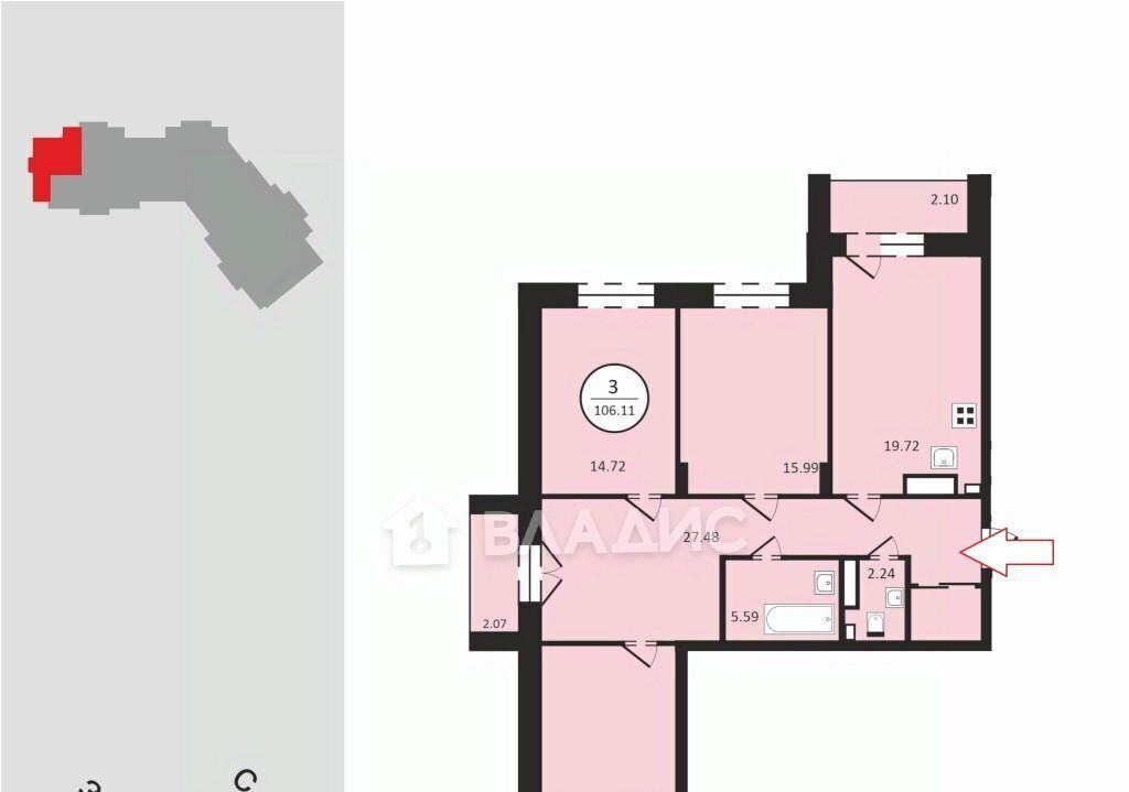 квартира г Владимир р-н Октябрьский ул Горького 60а фото 3