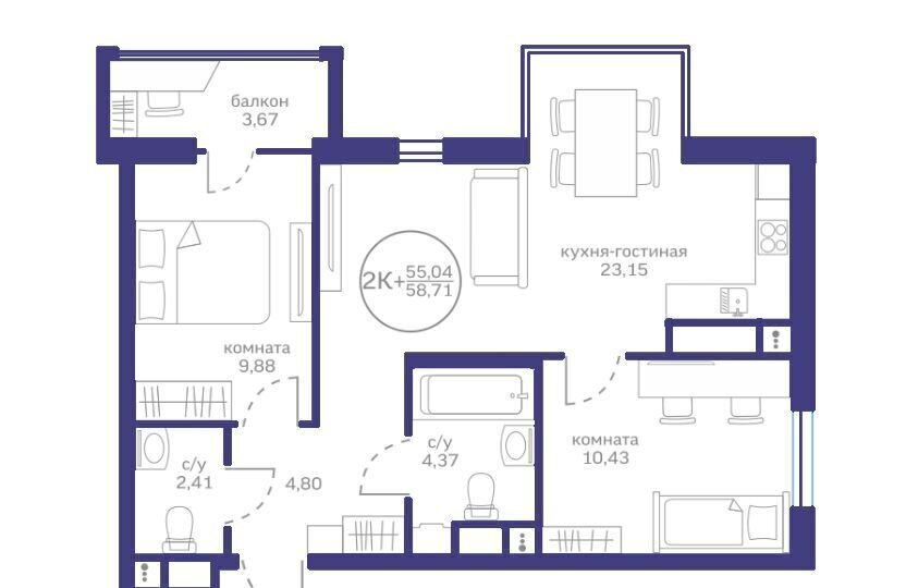 квартира г Тюмень р-н Калининский ул Краснооктябрьская 16 корп. 1 фото 2