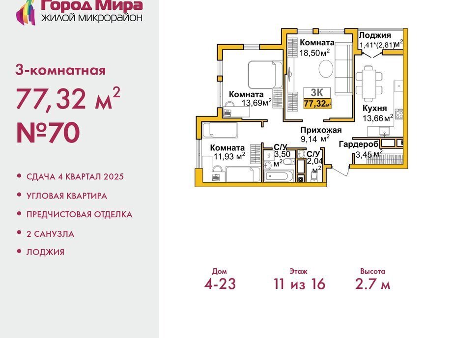 квартира г Симферополь р-н Центральный микрорайон «Город Мира» жилой комплекс Город Мира фото 1